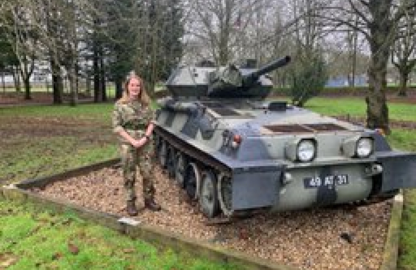 Virginia with a tank