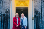 Virginia Crosbie MP with training co-ordinator Bethan McCrohan of Babcock outside 10 Downing Street